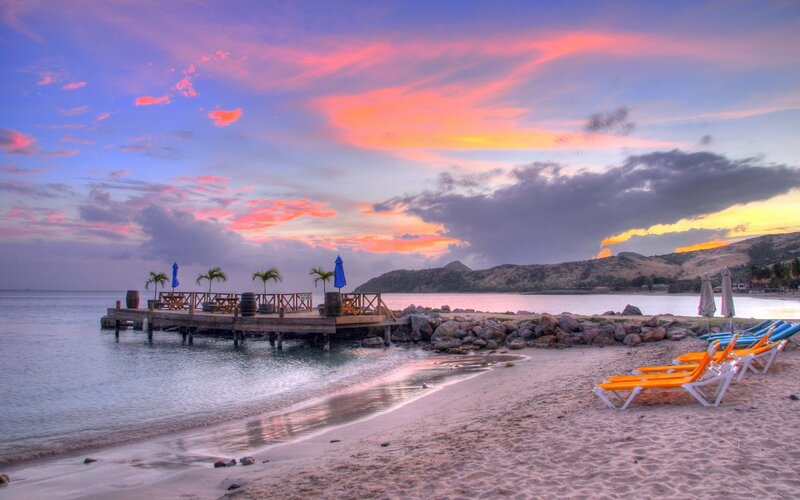 Beach with Lounge Chairs — Pink