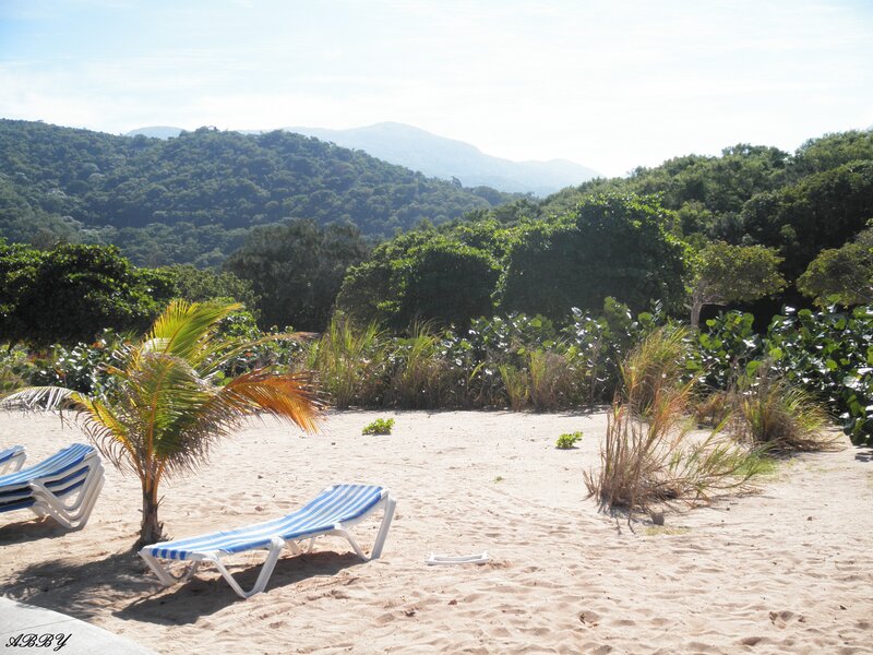 Beach with Lounge Chairs — Sand, Serene