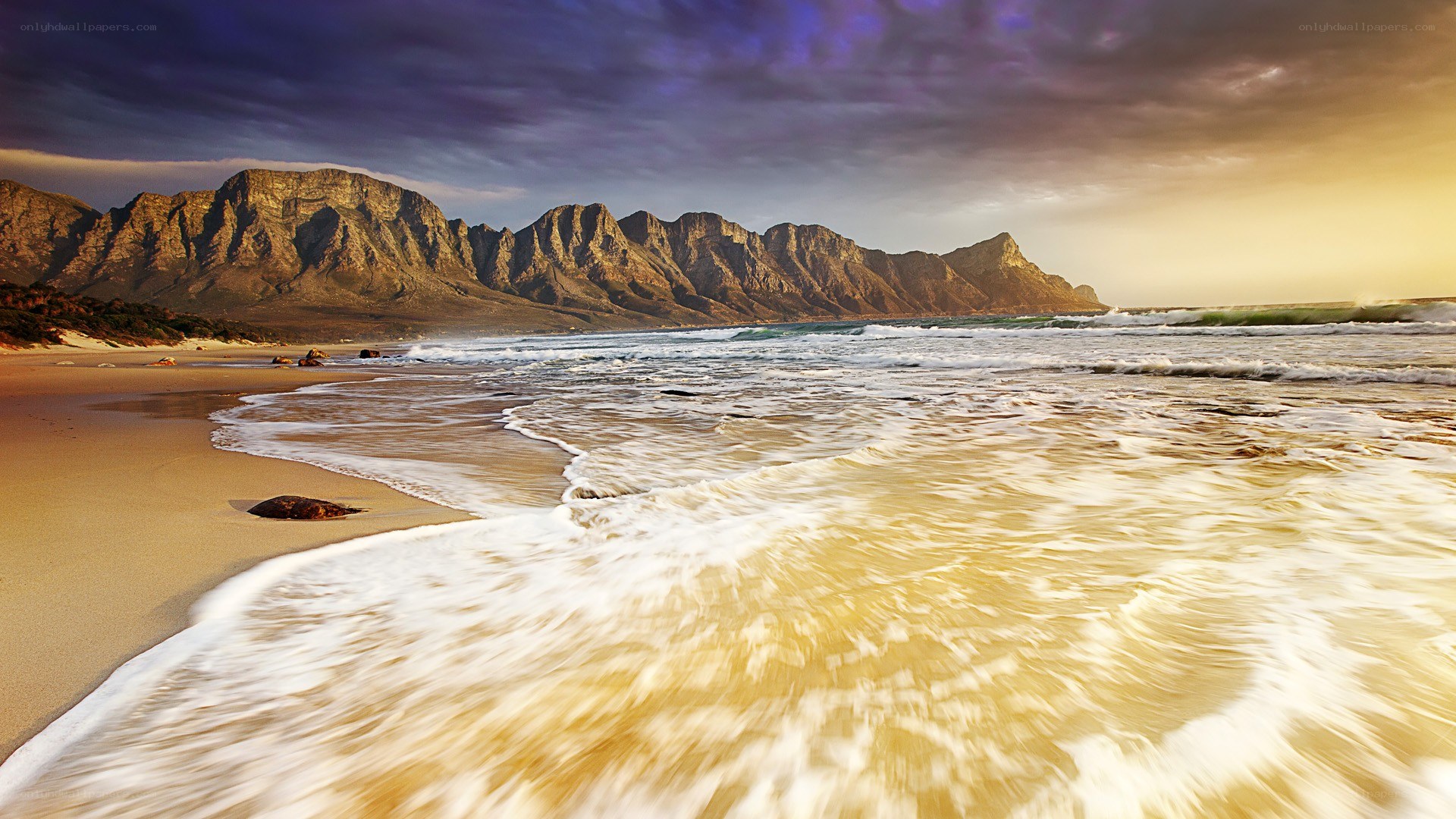 beach with mountain backdrop