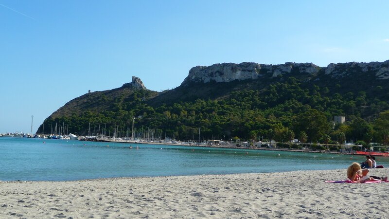 Beach with mountain backdrop