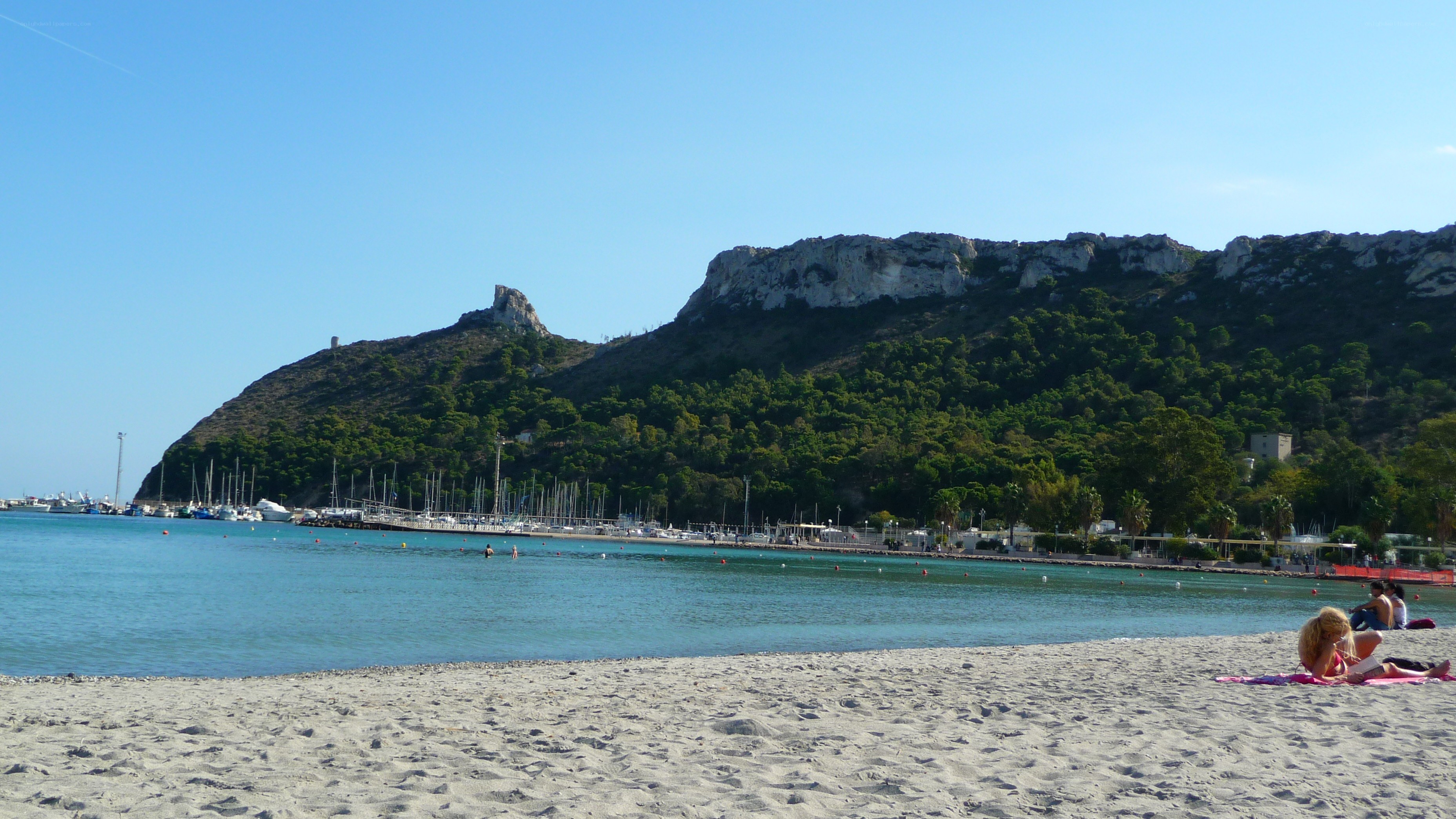 Beach with mountain backdrop