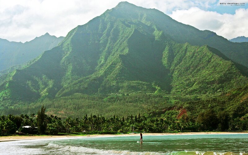 beach with mountain backdrop