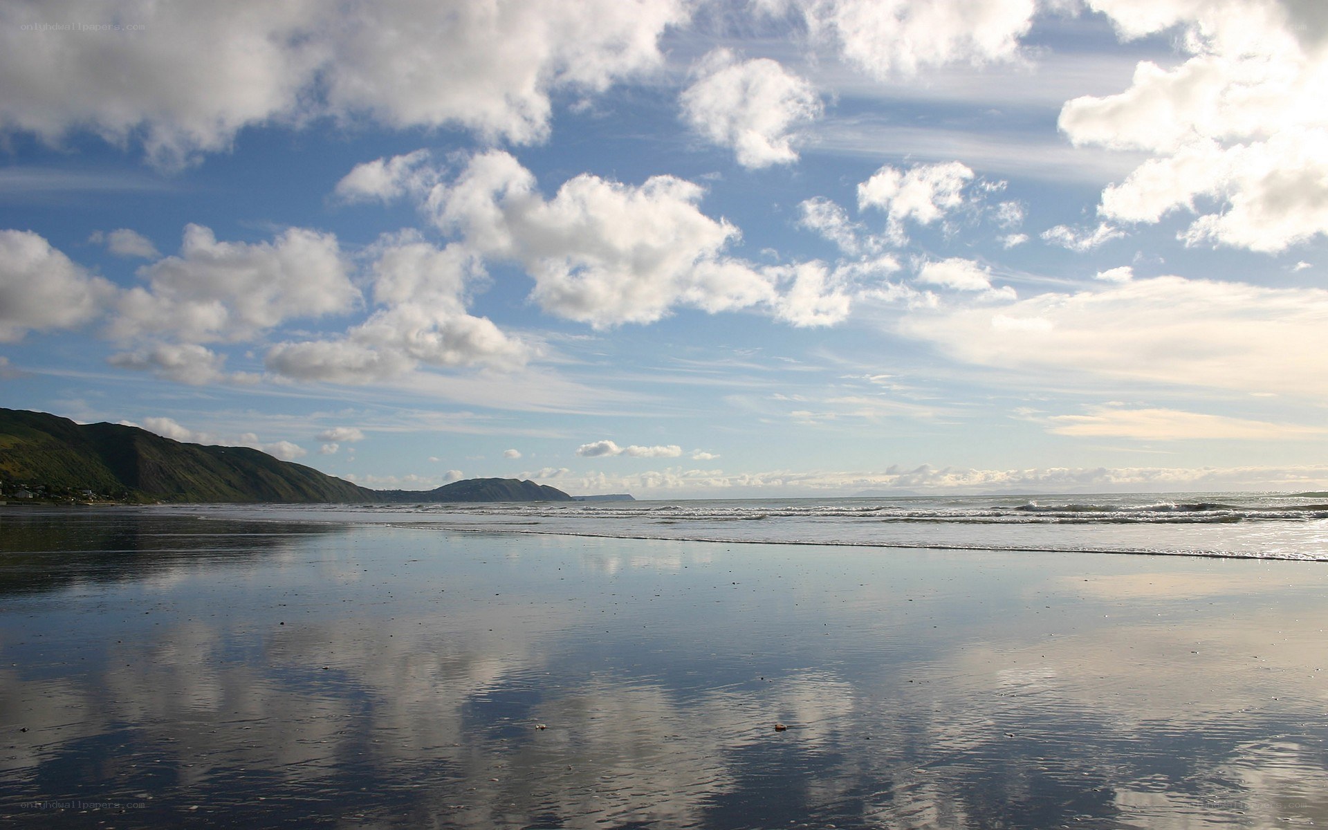beach with mountain view