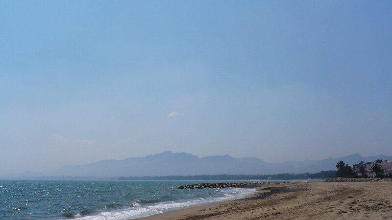 Beach with Mountains — Blue, Calm