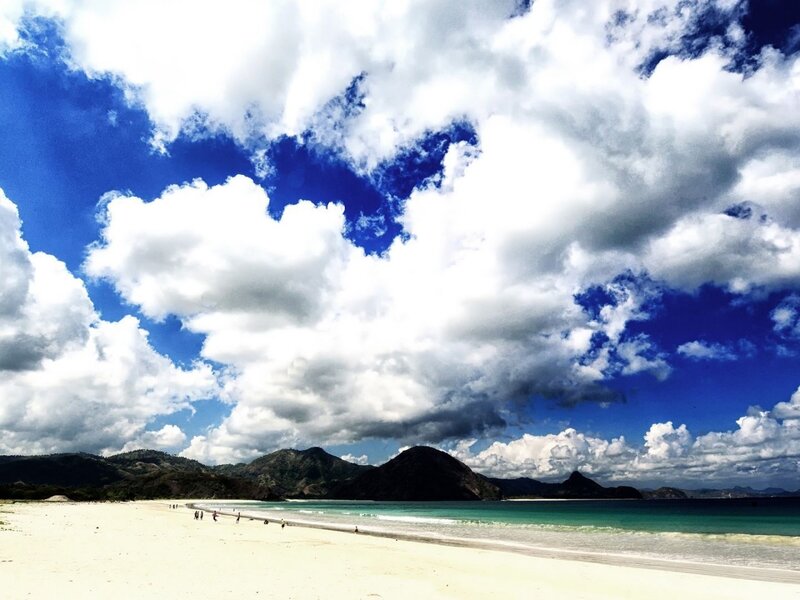 Beach with Mountains — Blue, Dramatic, Afternoon, Photograph