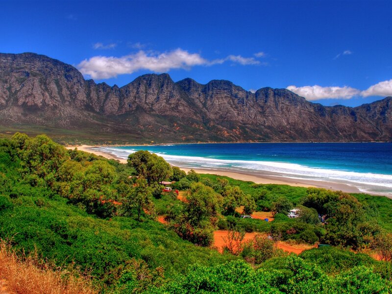 Beach with Mountains — Blue, Serene