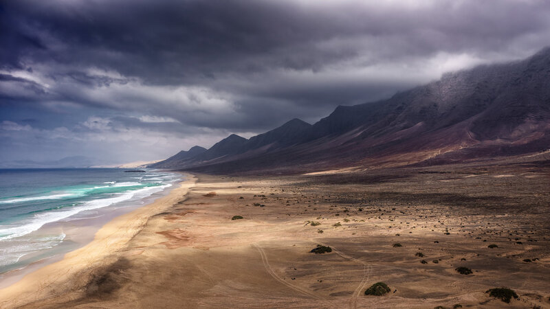 Beach with Mountains — Brown