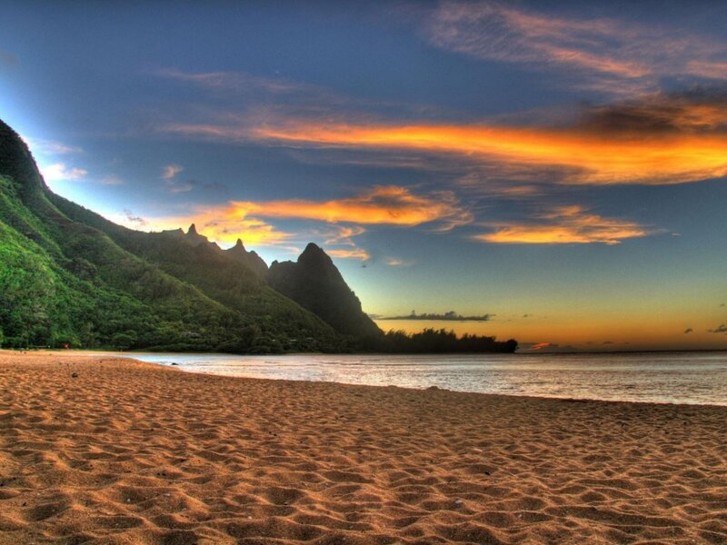 Beach with Mountains — Dramatic