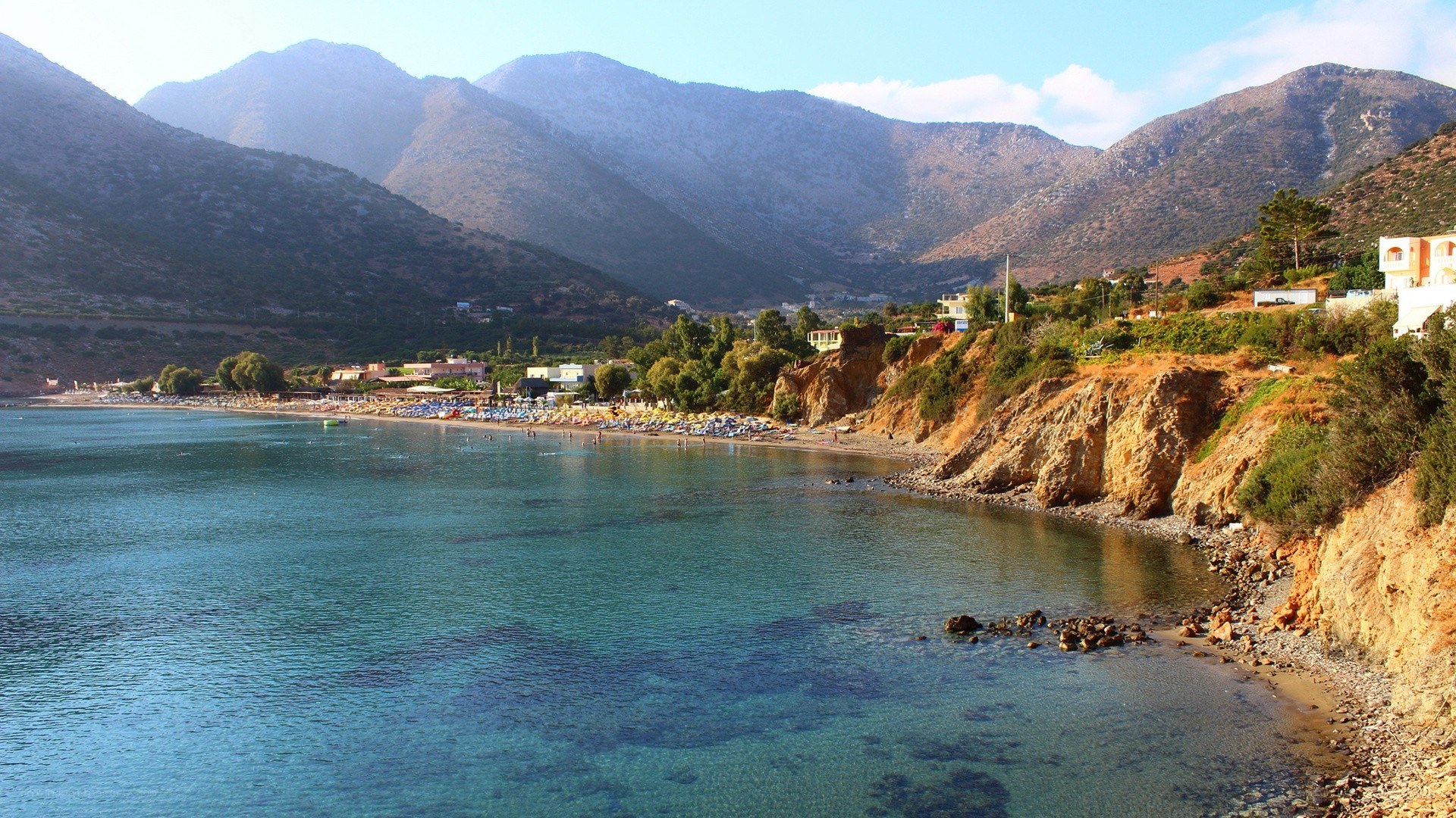 beach with mountains in background