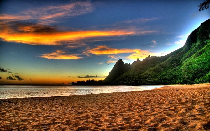 Beach with Mountains — Orange