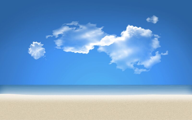 Beach with Ocean and Clouds — Blue
