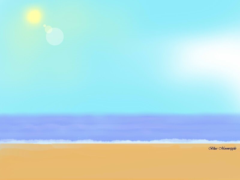 Beach with Ocean and Sun — Blue