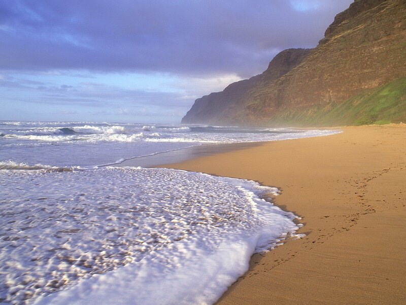 beach with ocean waves and cliffs