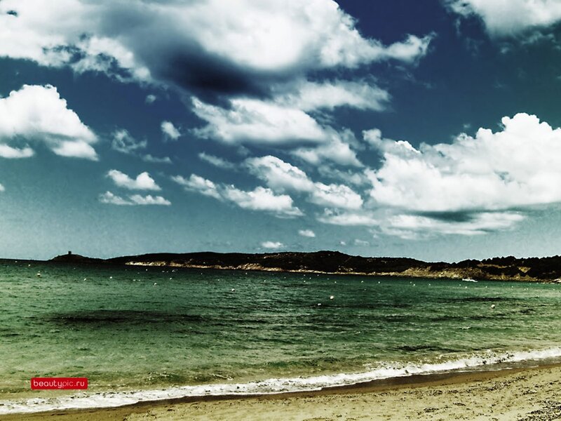 Beach with Ocean Waves — Blue, Dramatic, Afternoon, Photograph, Clouds, Sea