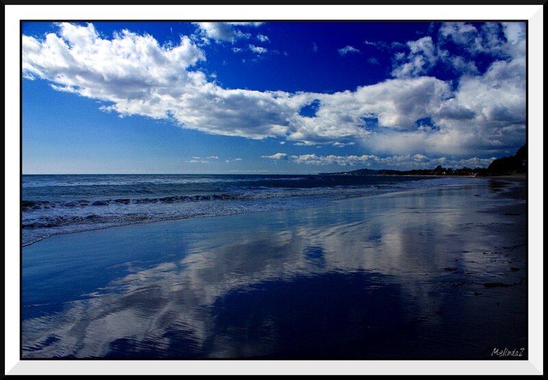 Beach with Ocean Waves — Blue, Dramatic, Afternoon, Photograph