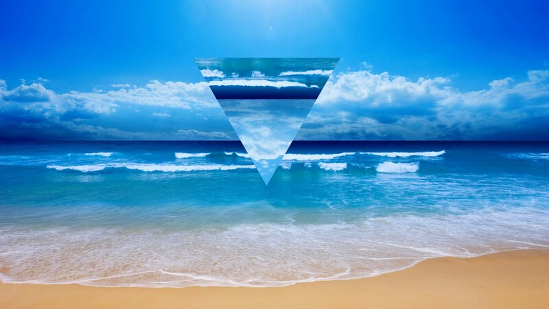 Beach with Ocean Waves — Blue, Serene, Afternoon, Digital Art