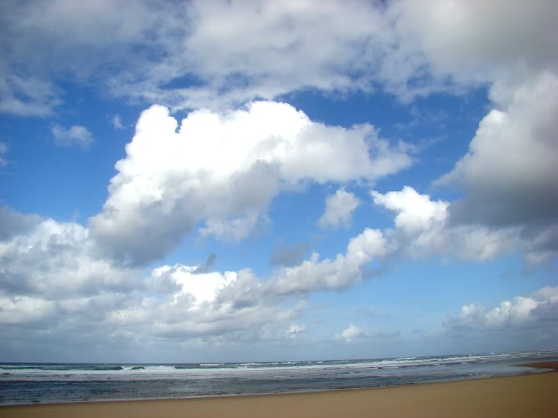 Beach with Ocean Waves — Blue, Serene, Afternoon, Photograph, Clouds