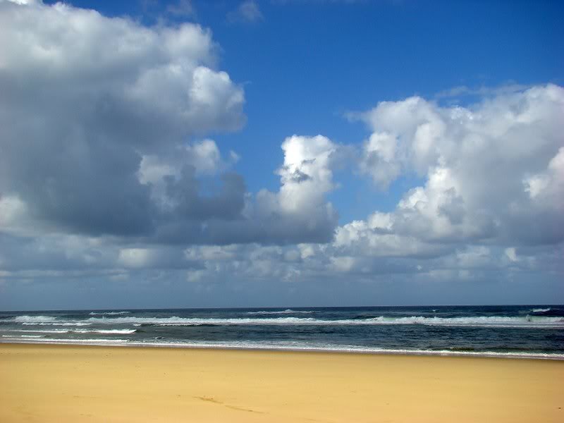 Beach with Ocean Waves — Blue, Serene, Afternoon, Photograph, Sand, Clouds