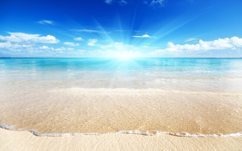 Beach with Ocean Waves — Blue, Serene, Afternoon