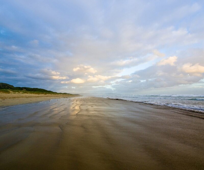 Beach with Ocean Waves — Blue, Serene, Sunset, Photograph, Sky