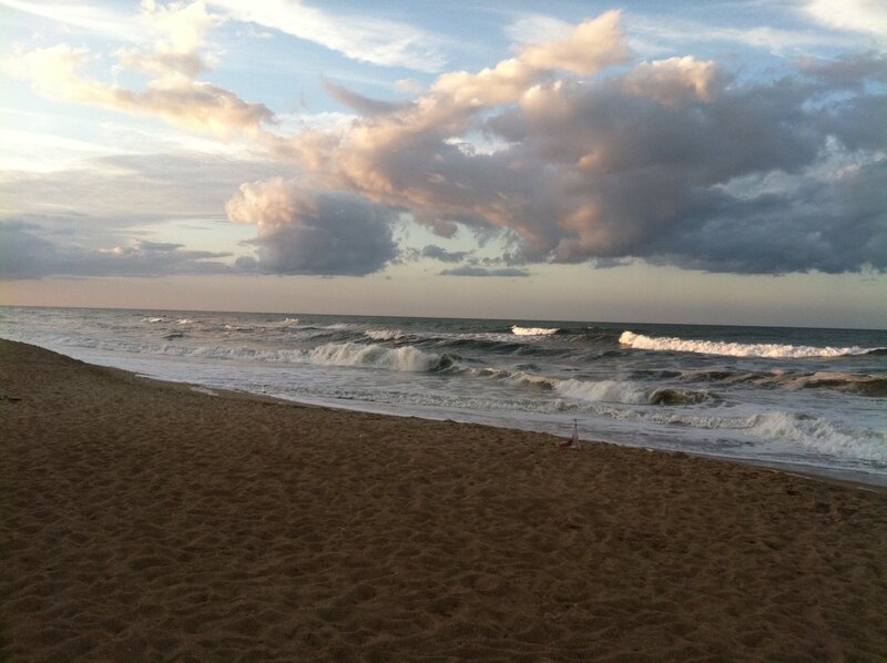 Beach with Ocean Waves — Brown, Dramatic, Sunset