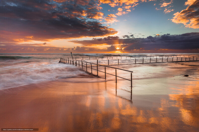 Beach with Ocean Waves — Orange, Dramatic