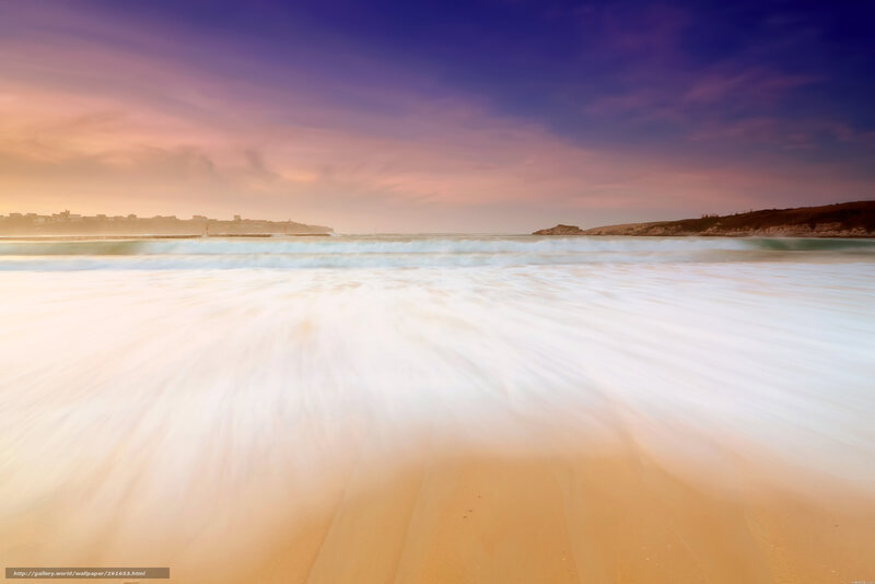 Beach with Ocean Waves — Purple, Serene