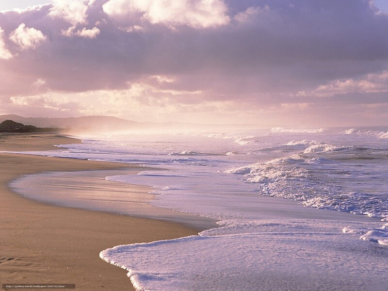 Beach with Ocean Waves — Purple