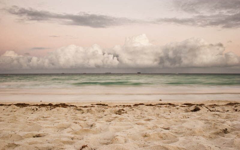 Beach with Ocean Waves — White