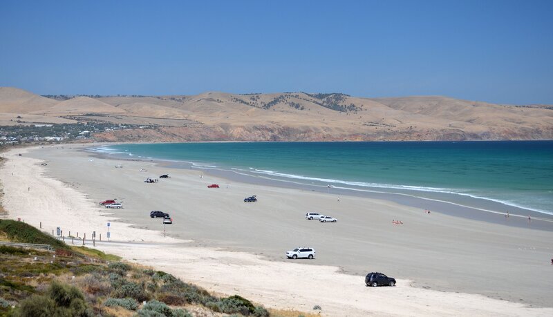 Beach with Parked Cars