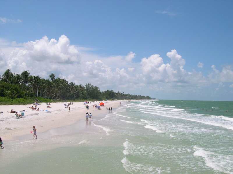 Beach with People — Blue