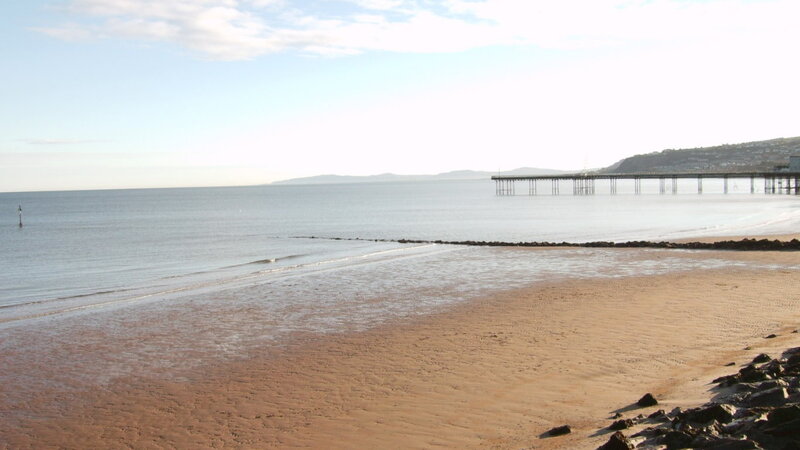 Beach with Pier — Blue, Calm, Morning