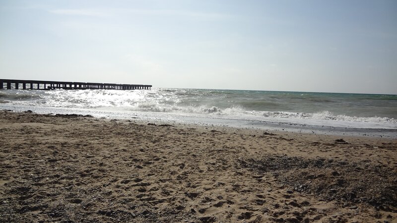 Beach with Pier — Brown, Calm