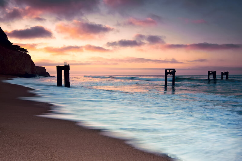 Beach with Pier Ruins
