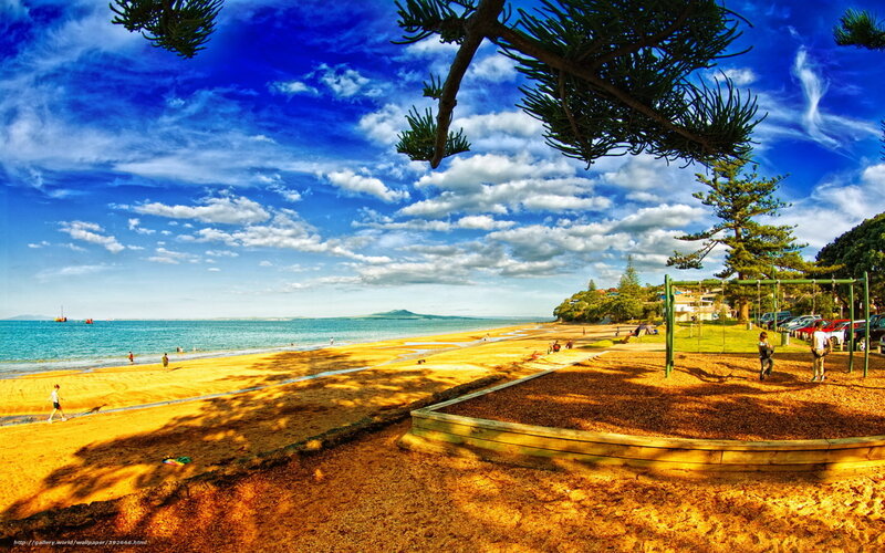 Beach with Playground — Blue