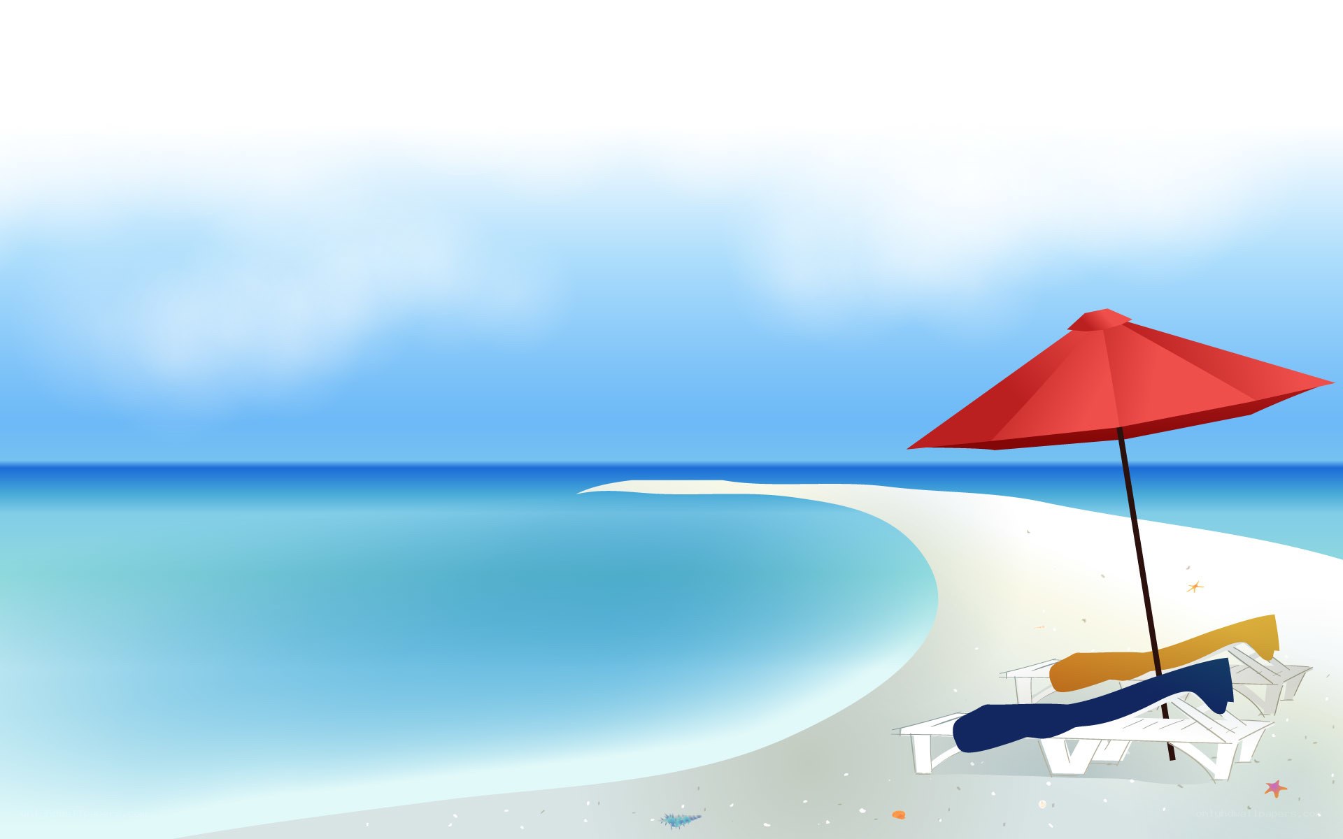 Beach with red umbrella