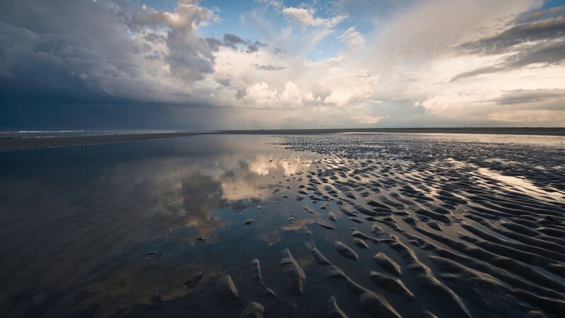 Beach with Rippled Sand — Blue, Dramatic