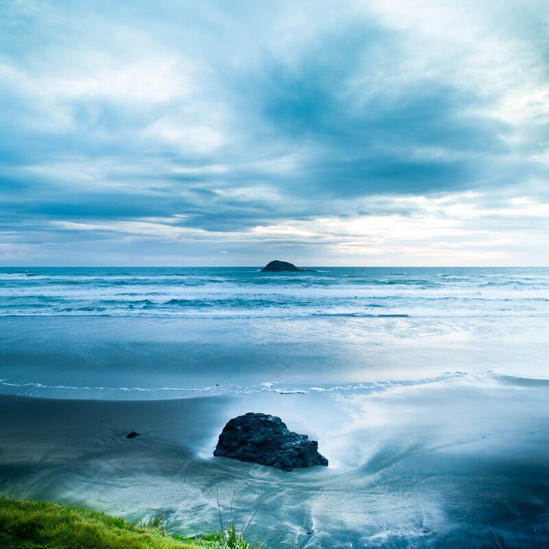 Beach with rock and ocean