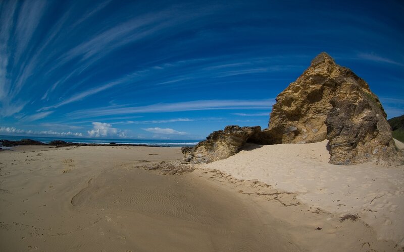 Beach with rock formation