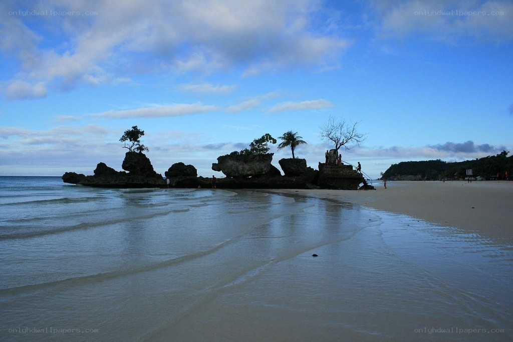 beach with rock formations