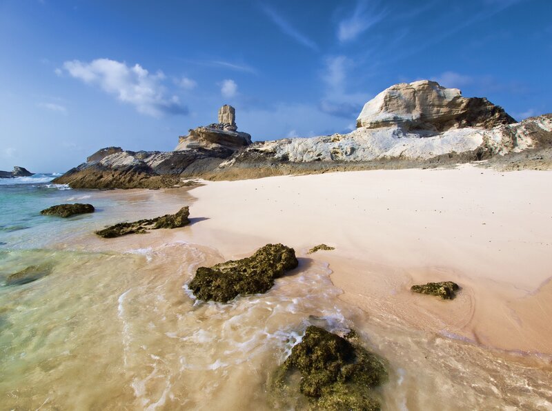 Beach with rock formations