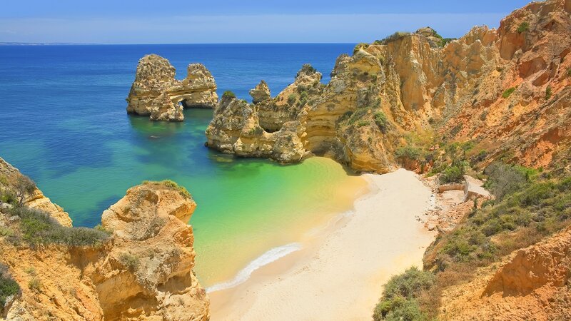 beach with rock formations