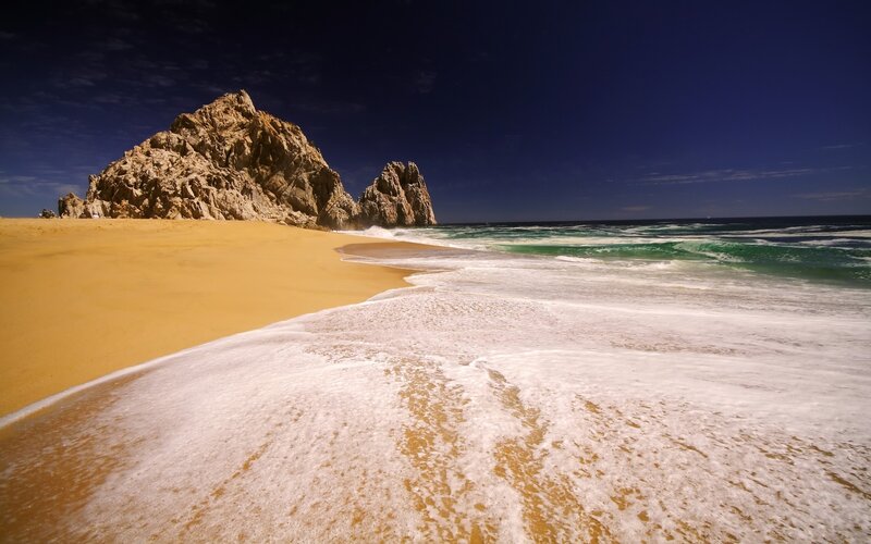 Beach with Rock Formations — Blue, Serene