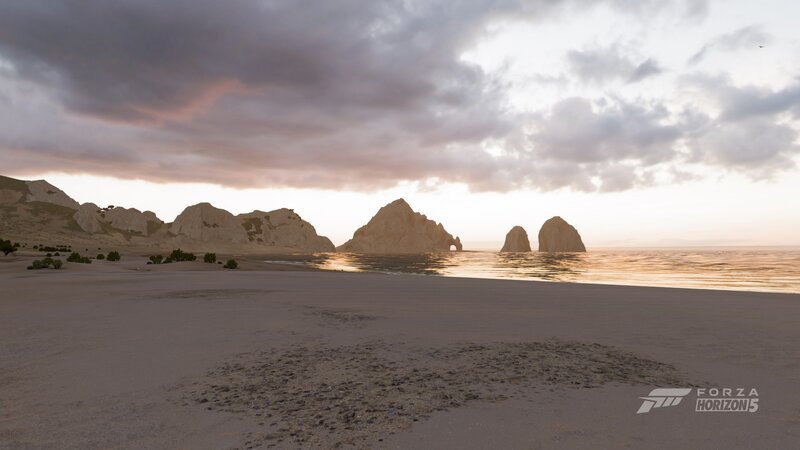 Beach with Rock Formations — Brown, Serene, Sunset