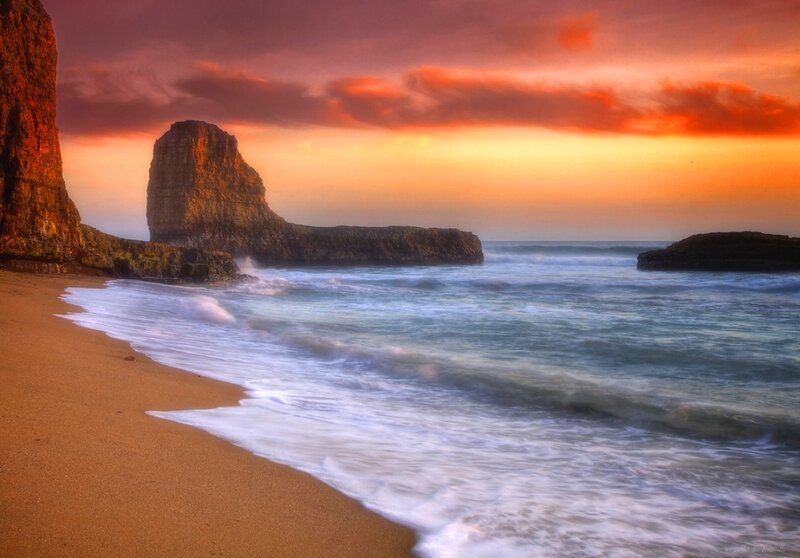 Beach with Rock Formations — Orange