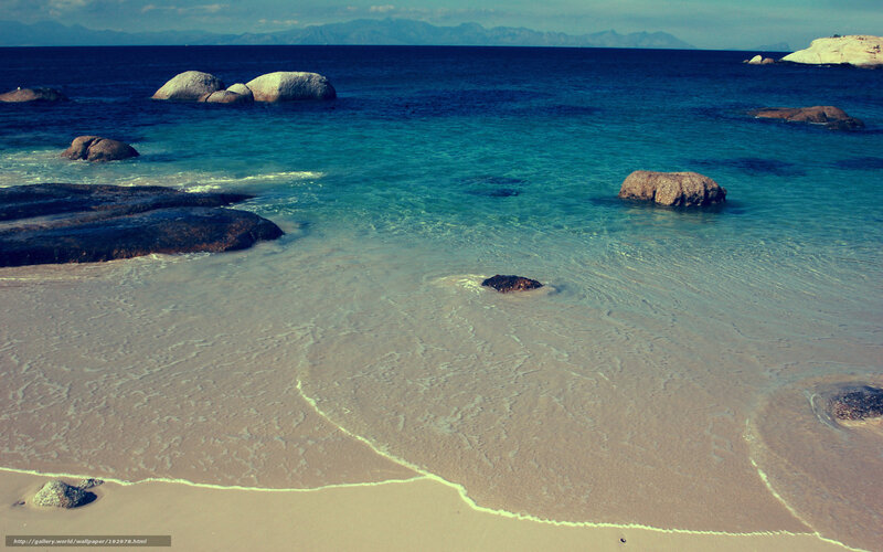 Beach with Rocks and Ocean — Blue, Serene, Afternoon, Photograph