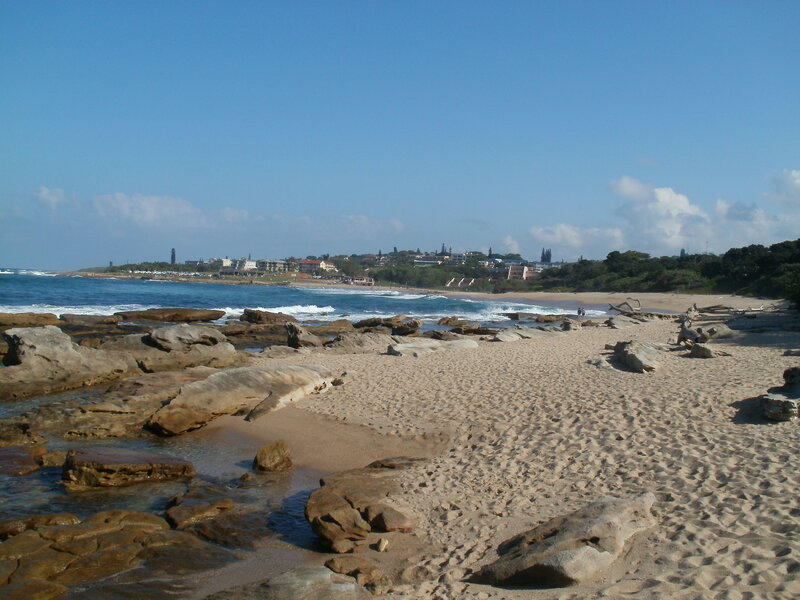 Beach with Rocks and Ocean — Blue, Serene
