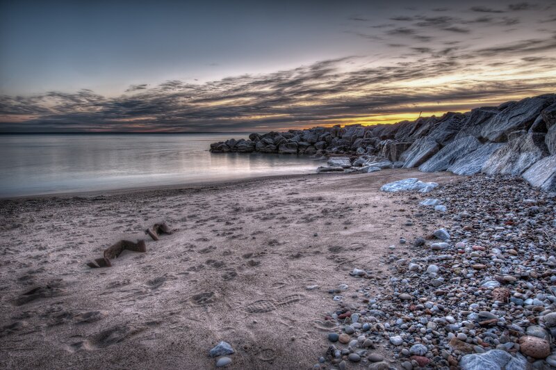 Beach with Rocks and Sand