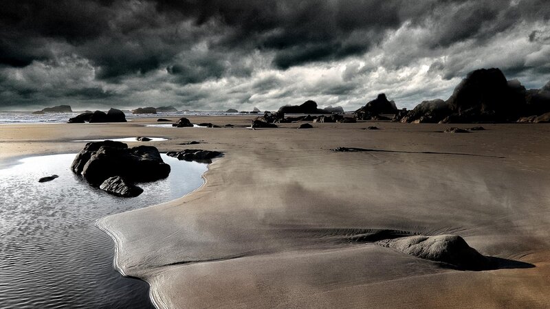 Beach with Rocks and Tide Pools
