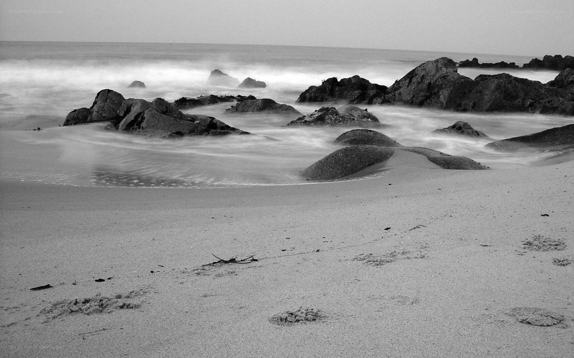 beach with rocks and waves